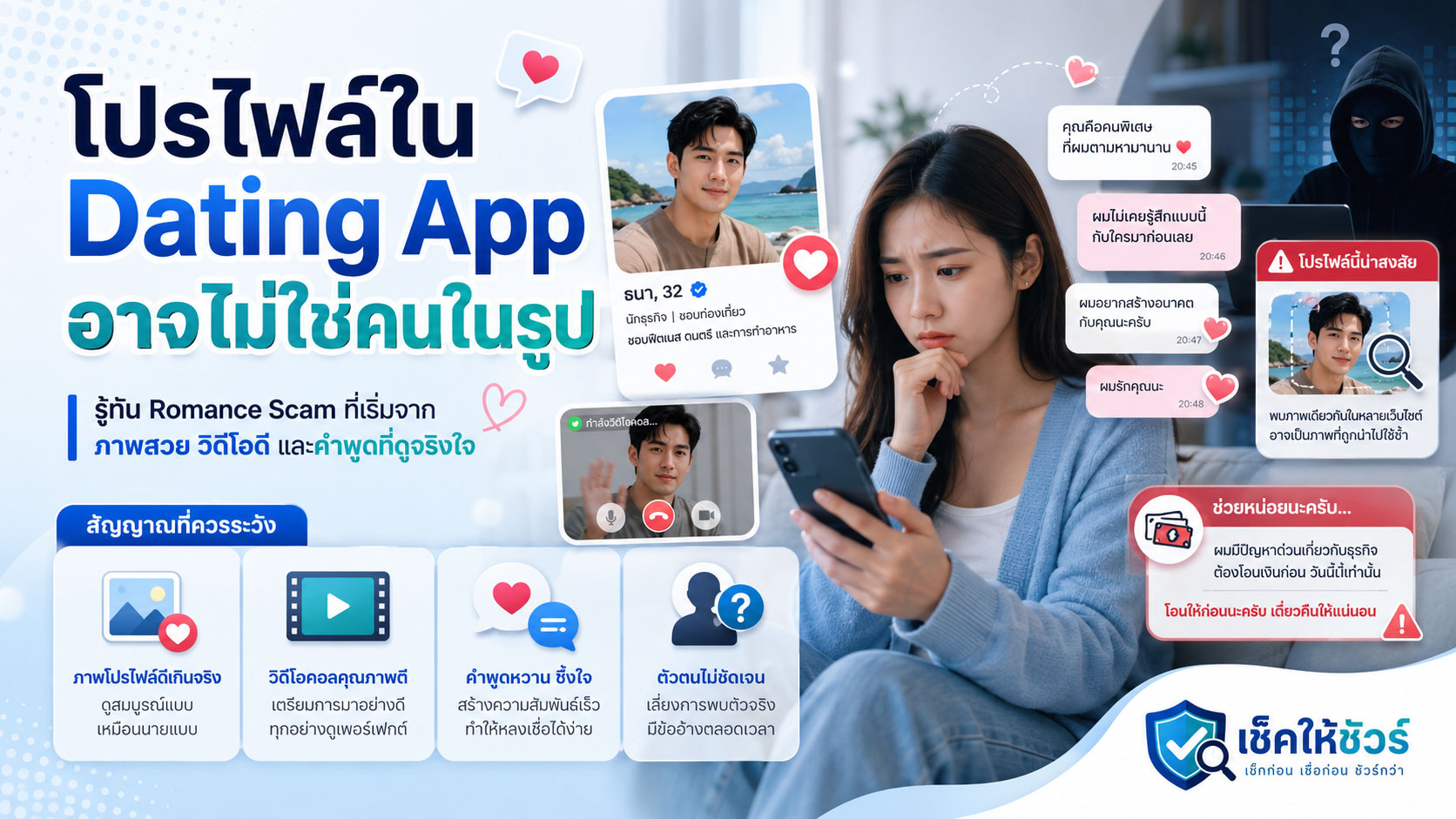 โปรไฟล์ใน Dating App อาจไม่ใช่คนในรูป: รู้ทัน Romance Scam ที่เริ่มจากภาพสวย วิดีโอดี และคำพูดที่ดูจริงใจ