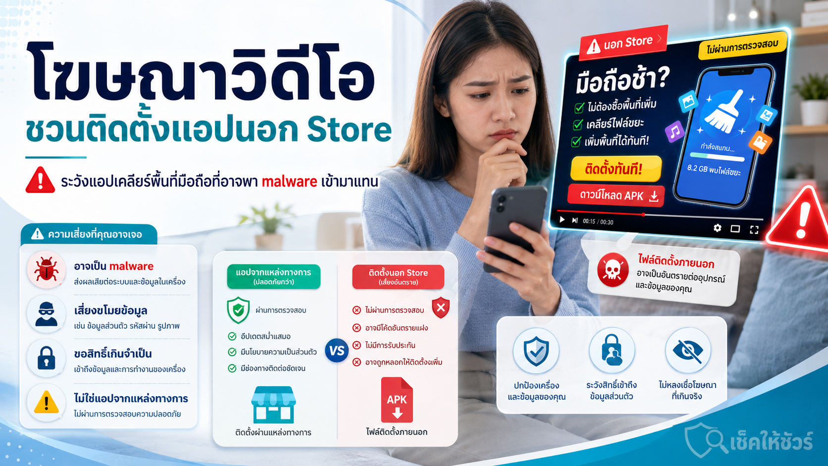 วิดีโอโฆษณาชวนติดตั้งแอปนอก Store: ระวังแอปเคลียร์พื้นที่มือถือที่อาจพา malware เข้ามาแทน