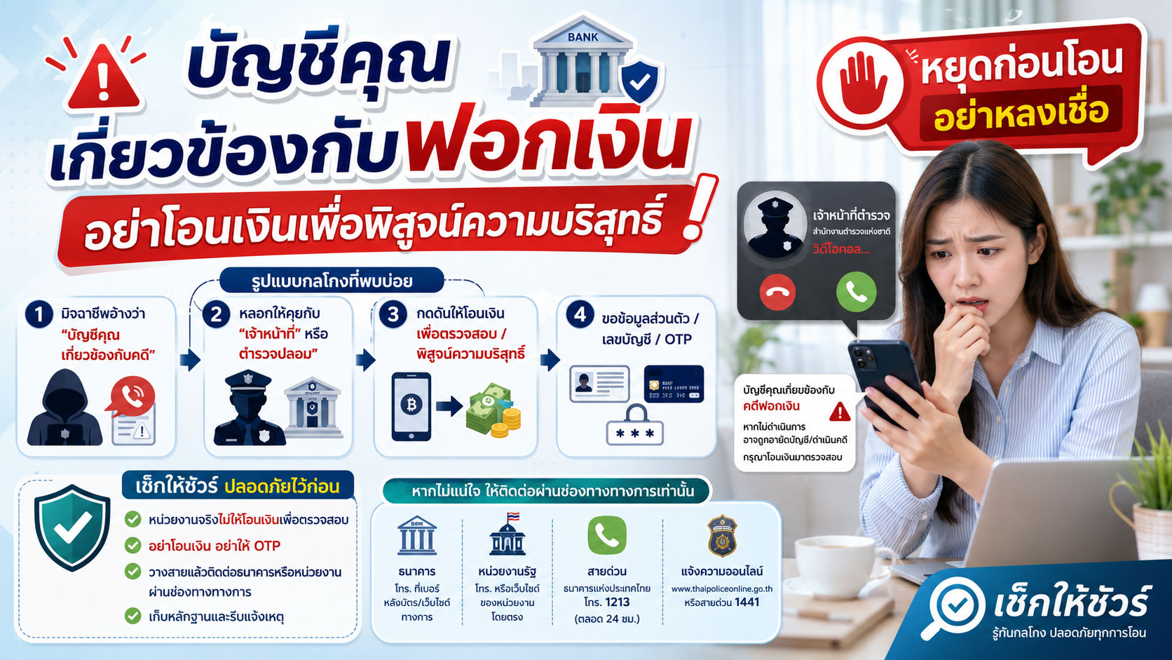 บัญชีคุณเกี่ยวข้องกับฟอกเงิน: อย่าโอนเงินเพื่อพิสูจน์ความบริสุทธิ์