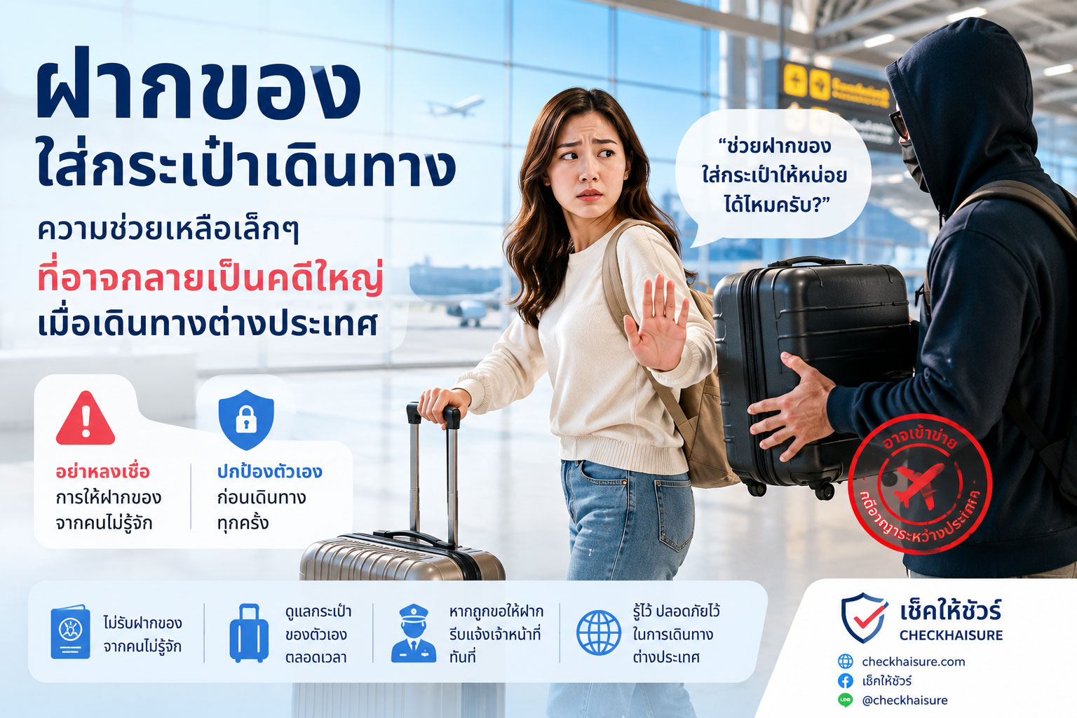 ฝากของใส่กระเป๋าเดินทาง: ความช่วยเหลือเล็กๆ ที่อาจกลายเป็นคดีใหญ่เมื่อเดินทางต่างประเทศ