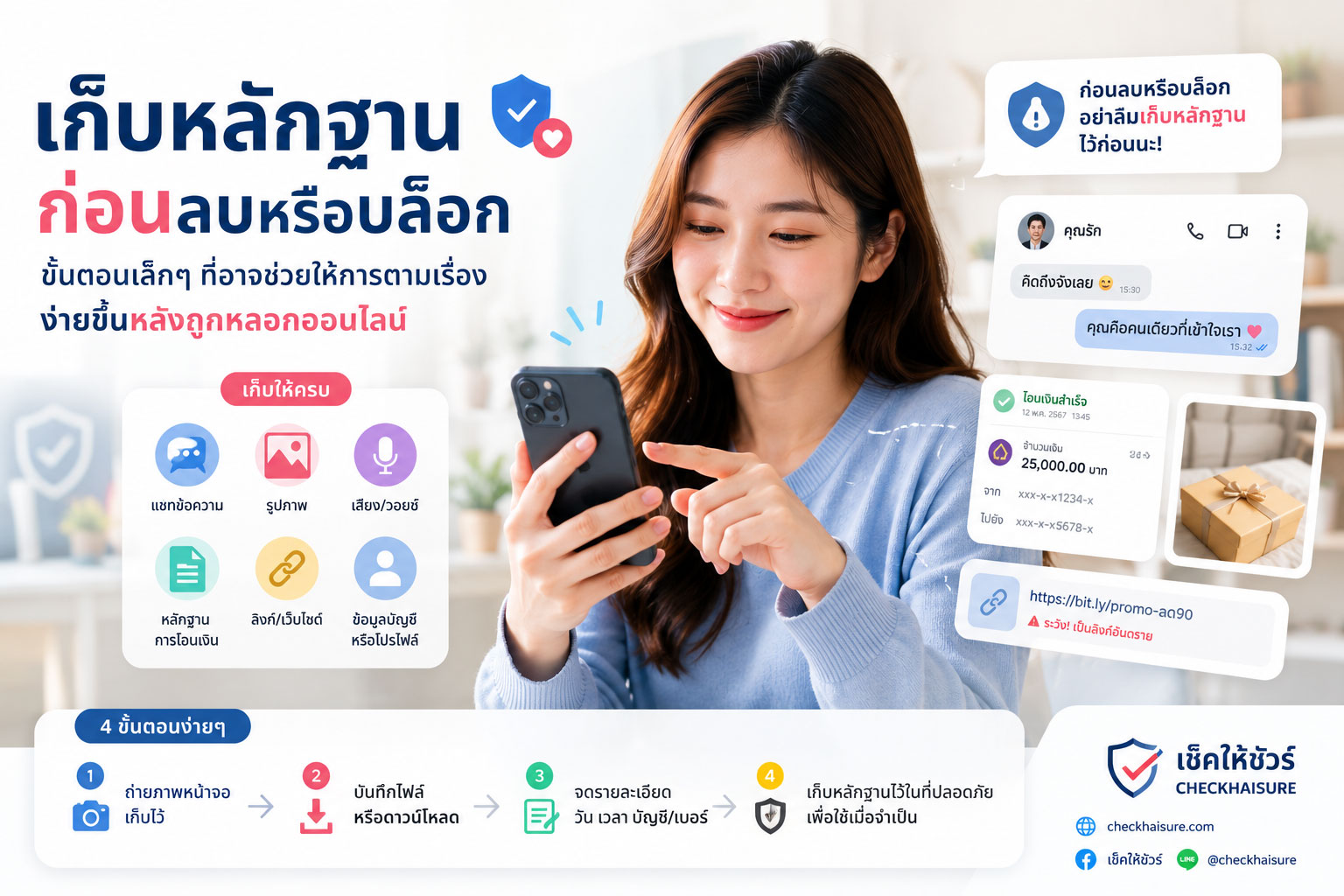 เก็บหลักฐานก่อนลบหรือบล็อก: ขั้นตอนเล็กๆ ที่อาจช่วยให้การตามเรื่องง่ายขึ้นหลังถูกหลอกออนไลน์